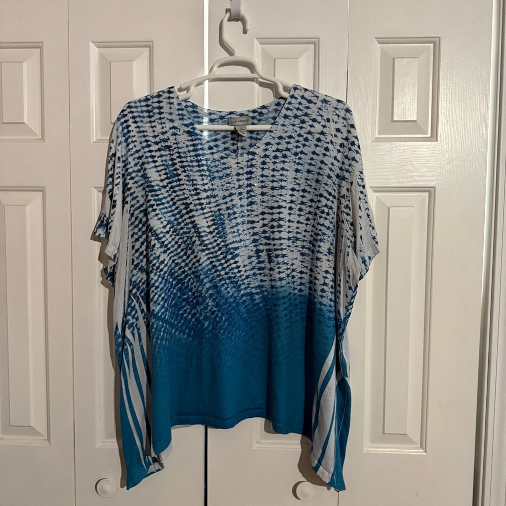 Catherines Blue and White Patterned Blouse